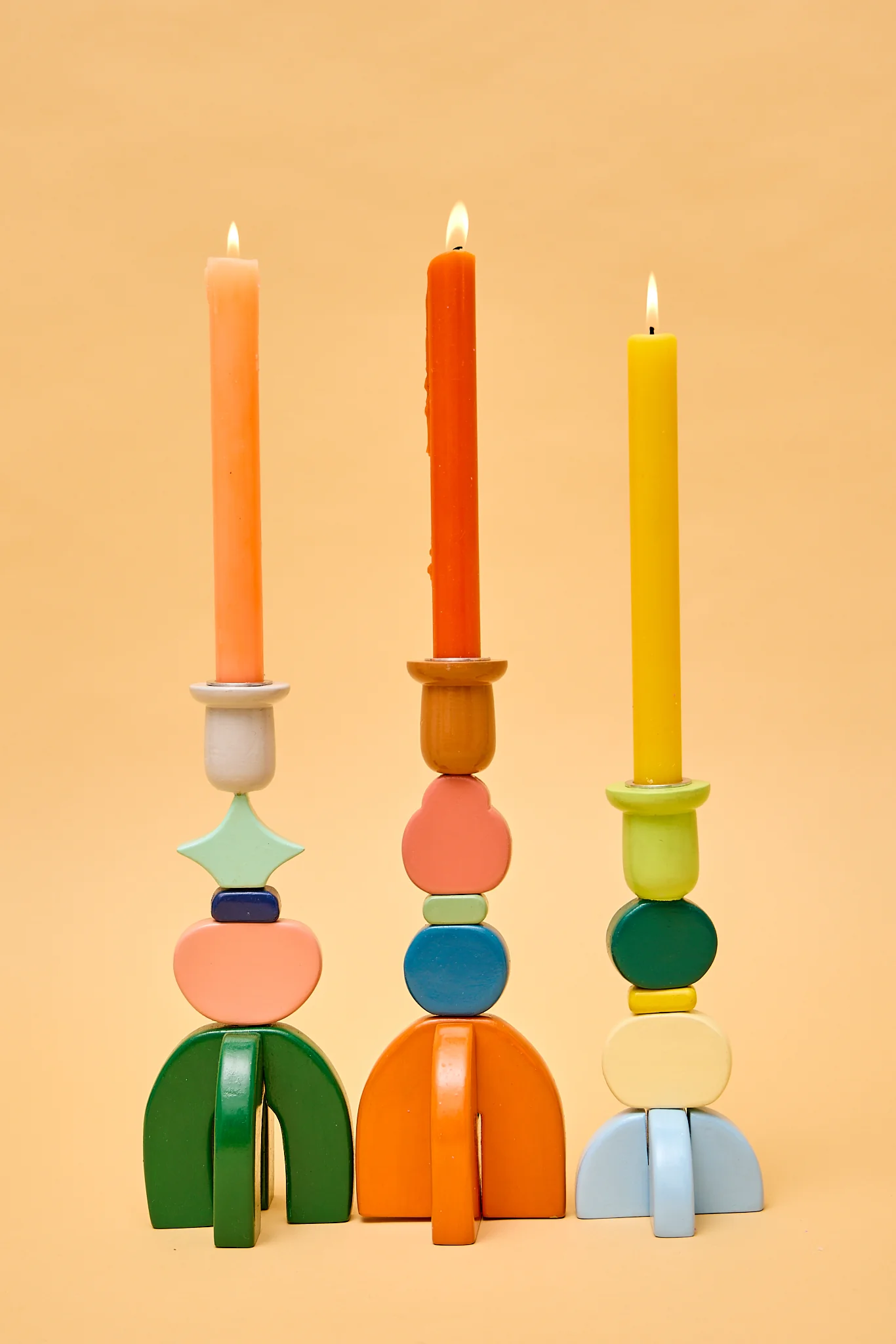 Colourblock Stackable Candlesticks - Blue - Image 4